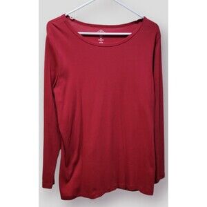 St John's Bay Long Sleeve Essential Tee Size 0X Color Red